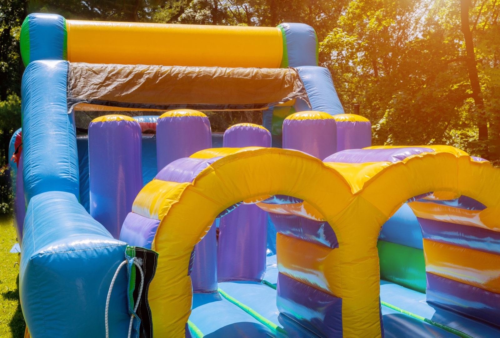 Photo: bounce house + water slide setup